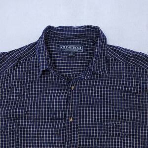 Old School Tartan Flannel Long Sleeve Button Up Shirt Mens Size L Blue Beige